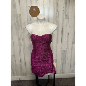 Timing Strapless Sparkly Fuchsia Mini Dress Size Small Party Club Dress
